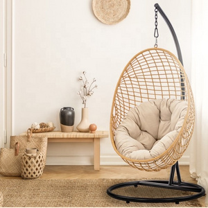 Outdoor Swing Courtyard Waterproof Eggshell Hanging Chair Design Egg Hanging Chair Rattan Wicker Garden Patio Furniture