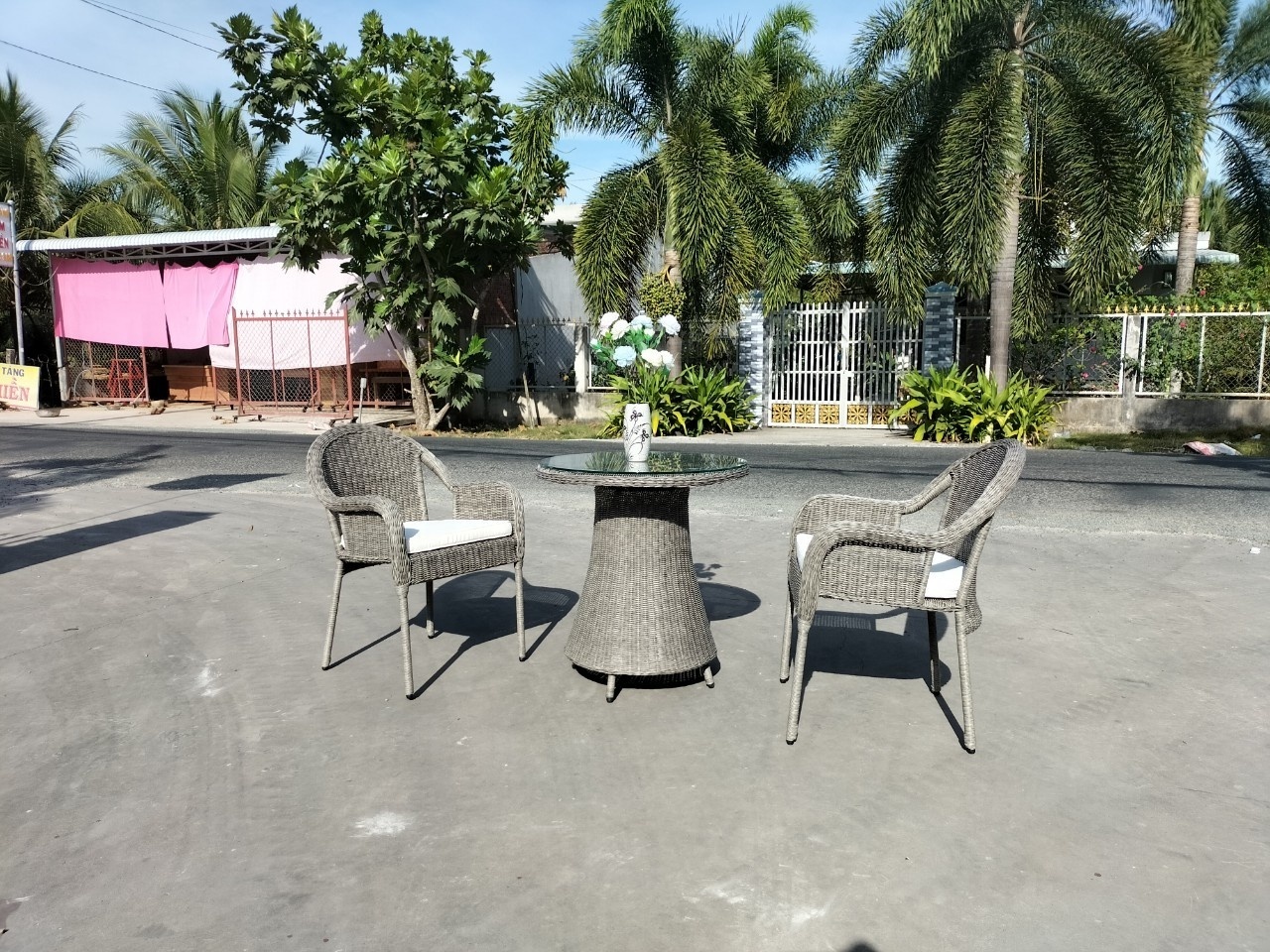 Outdoor Furniture Garden Bar Coffee Set Poly Rattan