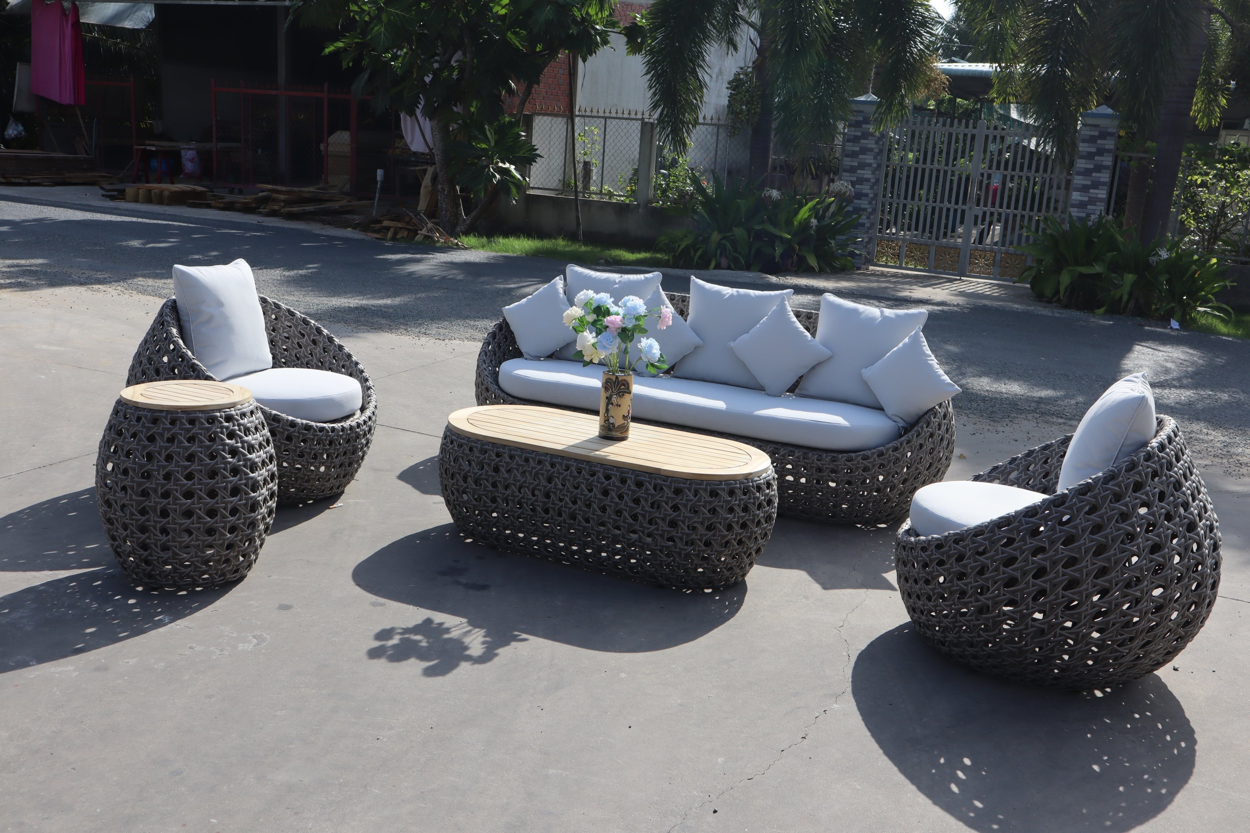 PRSF-VF18-2 Outdoor Garden Sectional Sofa sets I shaped furniture Rattan Wicker Patio Leisure Seating Factory Direct pricing