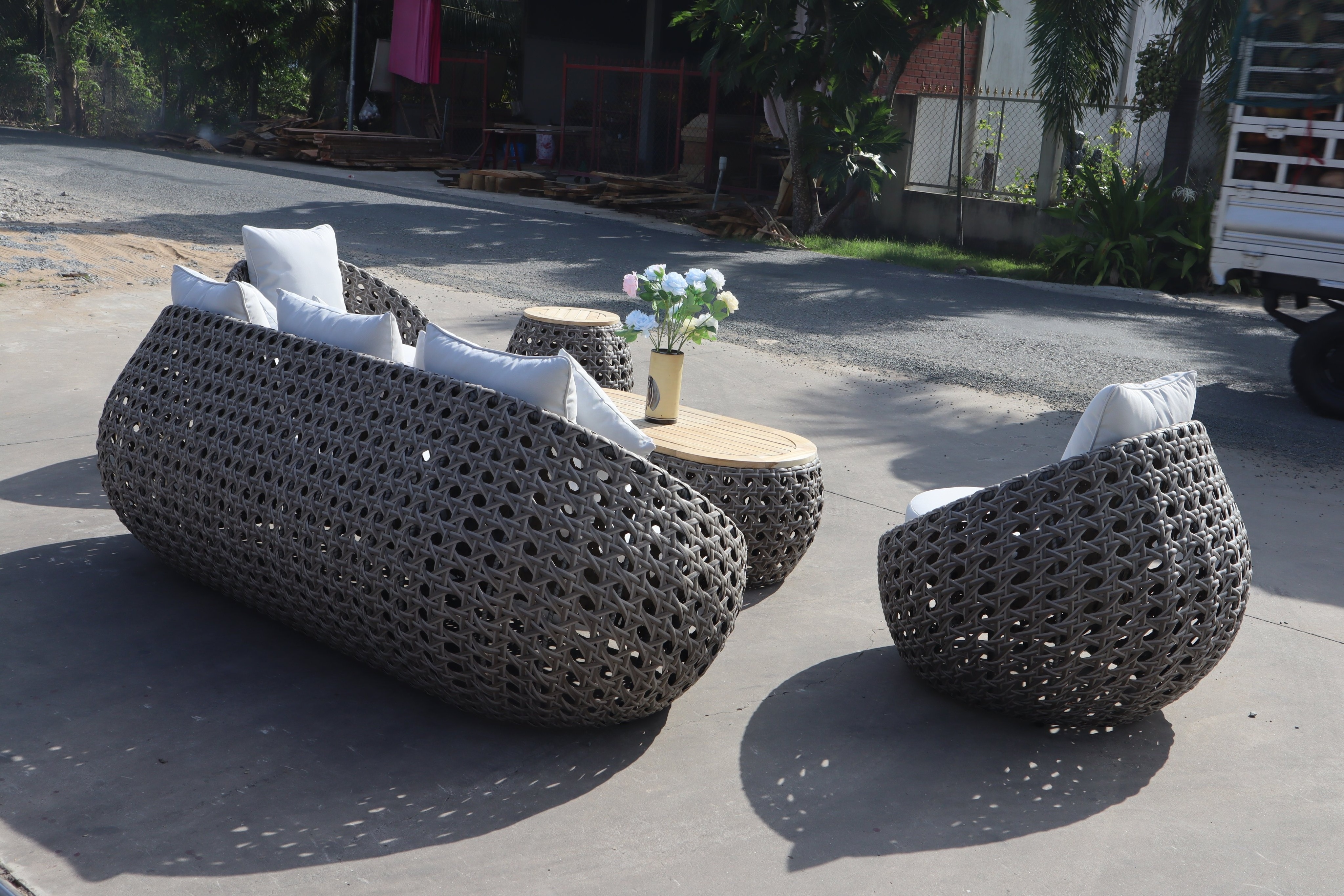 PRSF-VF18-2 Outdoor Garden Sectional Sofa sets I shaped furniture Rattan Wicker Patio Leisure Seating Factory Direct pricing