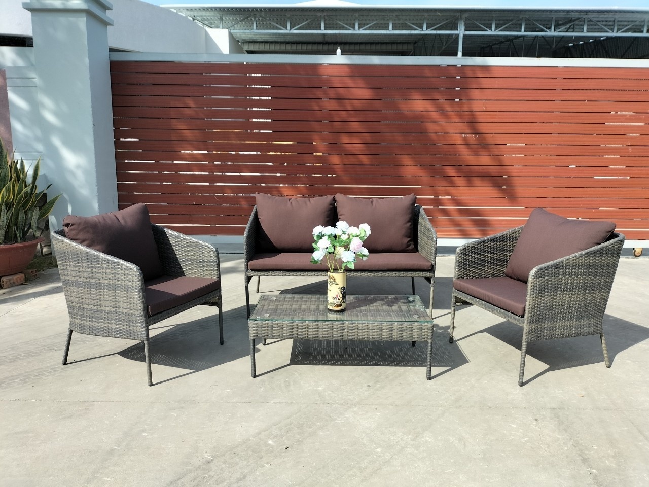 PRSF-164 Wholesale outdoor wicker rattan small leisure Sofa set Made in Vietnam