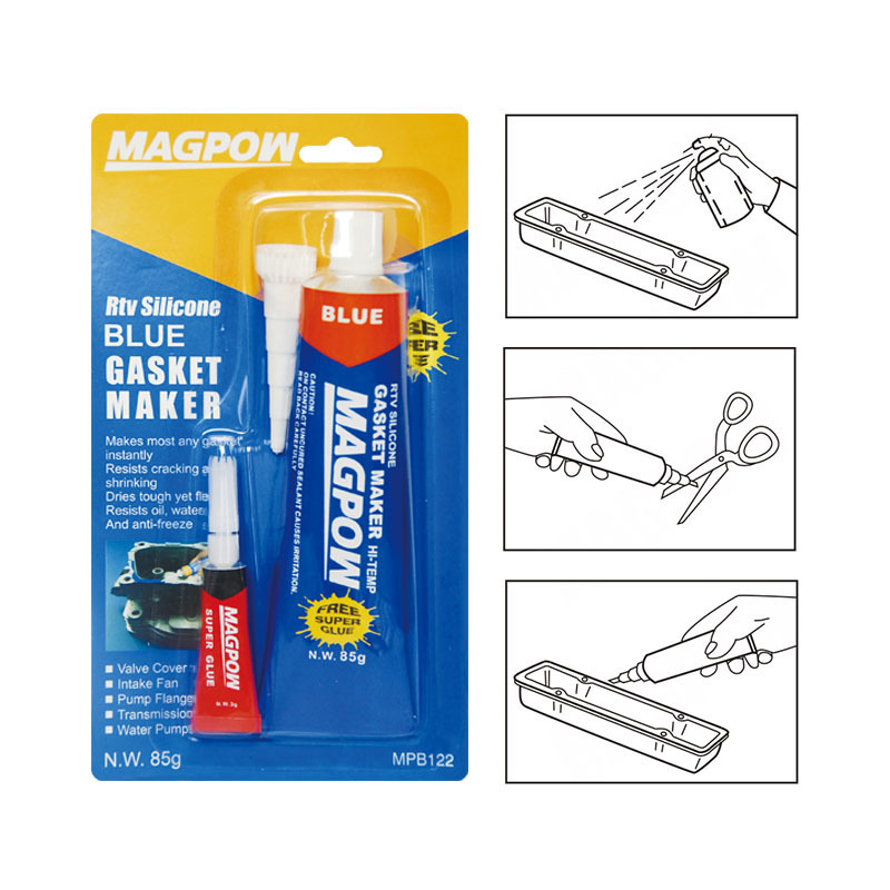 MAGPOW MPB121 85g with Extra 3g cyanoacrylate  Hi-Temp and Oil Resistance  Blue RTV Silicone  Gasket Maker