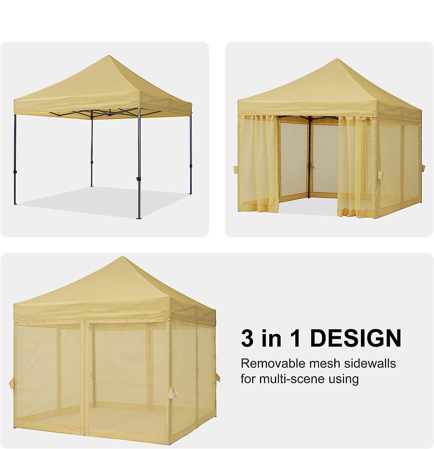 10x10 Easy Pop Up Gazebo Canopy Tent Instant Outdoor Screen House with Netting Walls