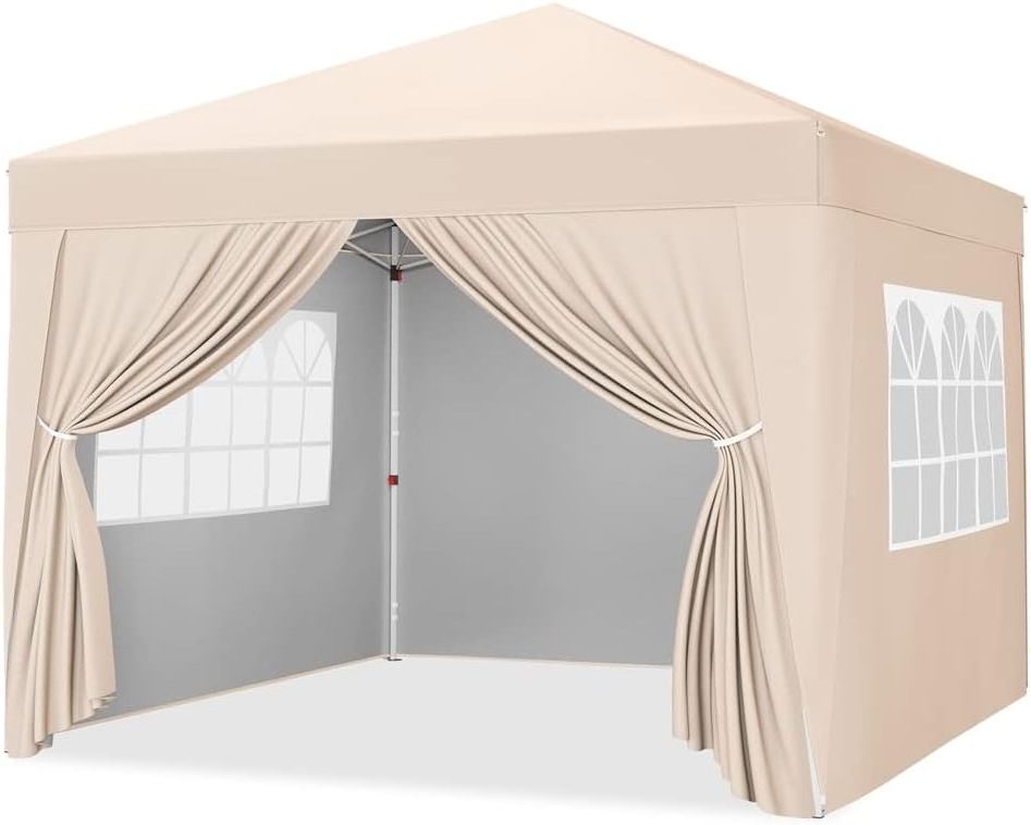 10x10 Pop Up Canopy with 4 Removable Sidewalls, Portable Enclosed Instant Tent