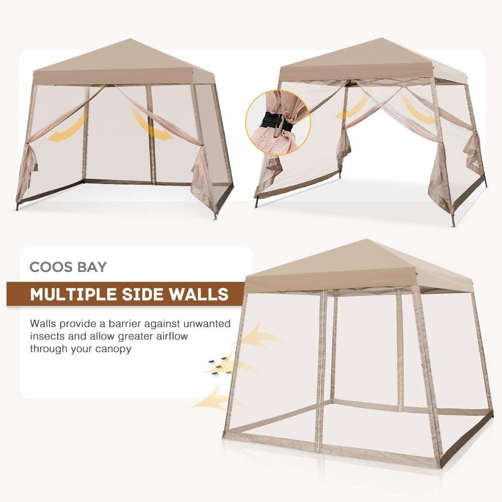 10x10 Slant Leg Pop Up Canopy Tent with net