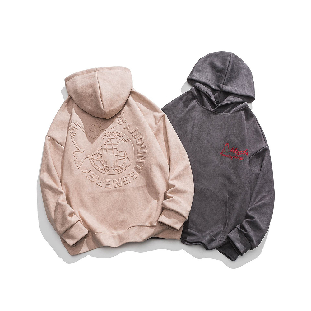 Adia 100% Heavy Cotton Sweatshirt   Vintage Oem Pullover For Street Wear 3D Embossing Hoodie Manufacturers Custom