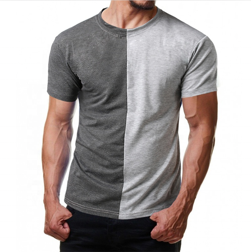 Custom Mens Split Two Tone Color Block Half Black Half White T Shirt