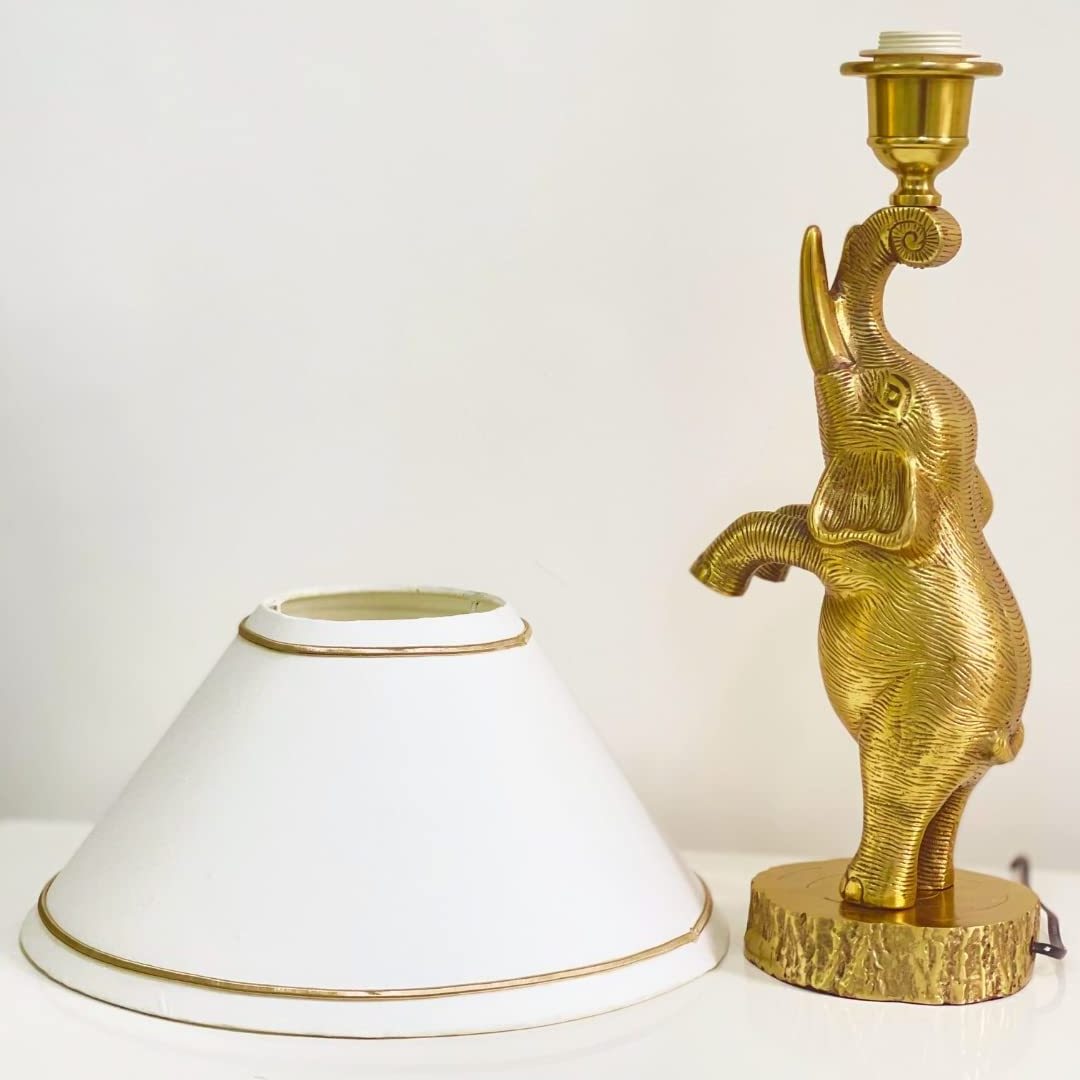 Brass Elephant Bedside Lamp / Traditional Table Lamps / Antique Brass Gold Metal