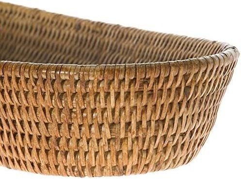 By Adiba Home Decor Small African Basket Rattan Bread Basket Honey Brown Large