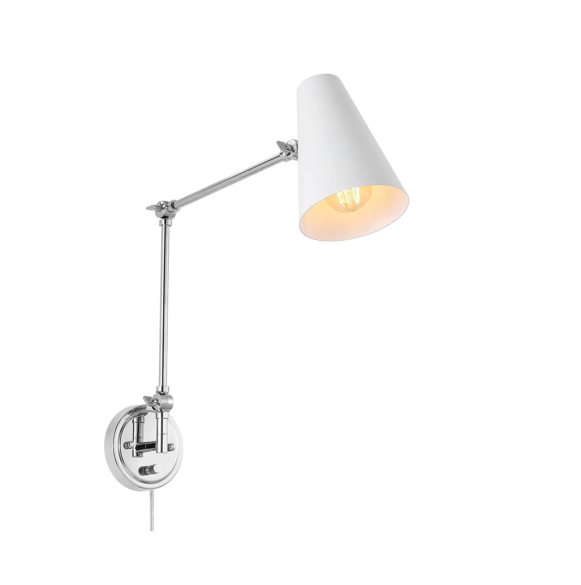 Industrial 1-Light Swing Arm Wall Lamp  Adjustable Head Metal LED Wall Sconce Plug in/Wall Mount Light Fixture