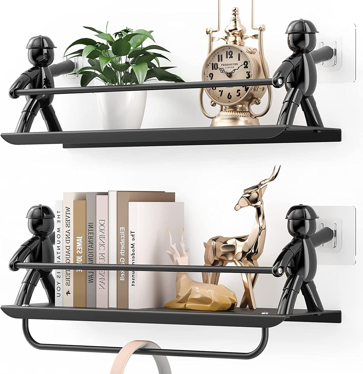 Floating Wall Shelves for Bedroom/Bathroom  Metal Hanging Shelf for Living Room/Kitchen/Laundry Room Wall Mounted Shelves