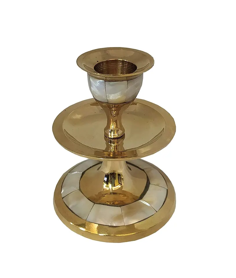 Newest Design Brass Candle Stand for 9 cm Candle Table Centerpiece Two Tone Gold Finished Candle Holder