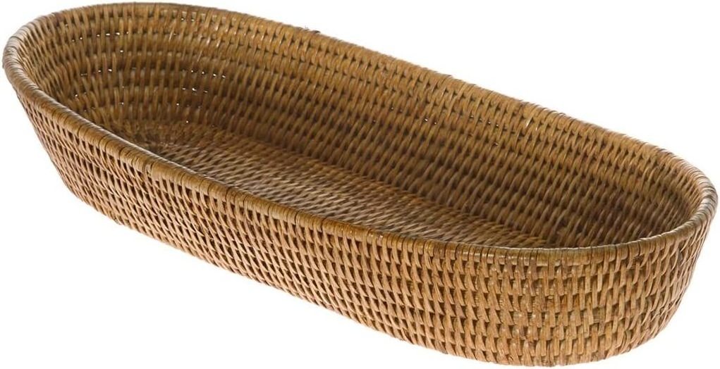 By Adiba Home Decor Small African Basket Rattan Bread Basket Honey Brown Large