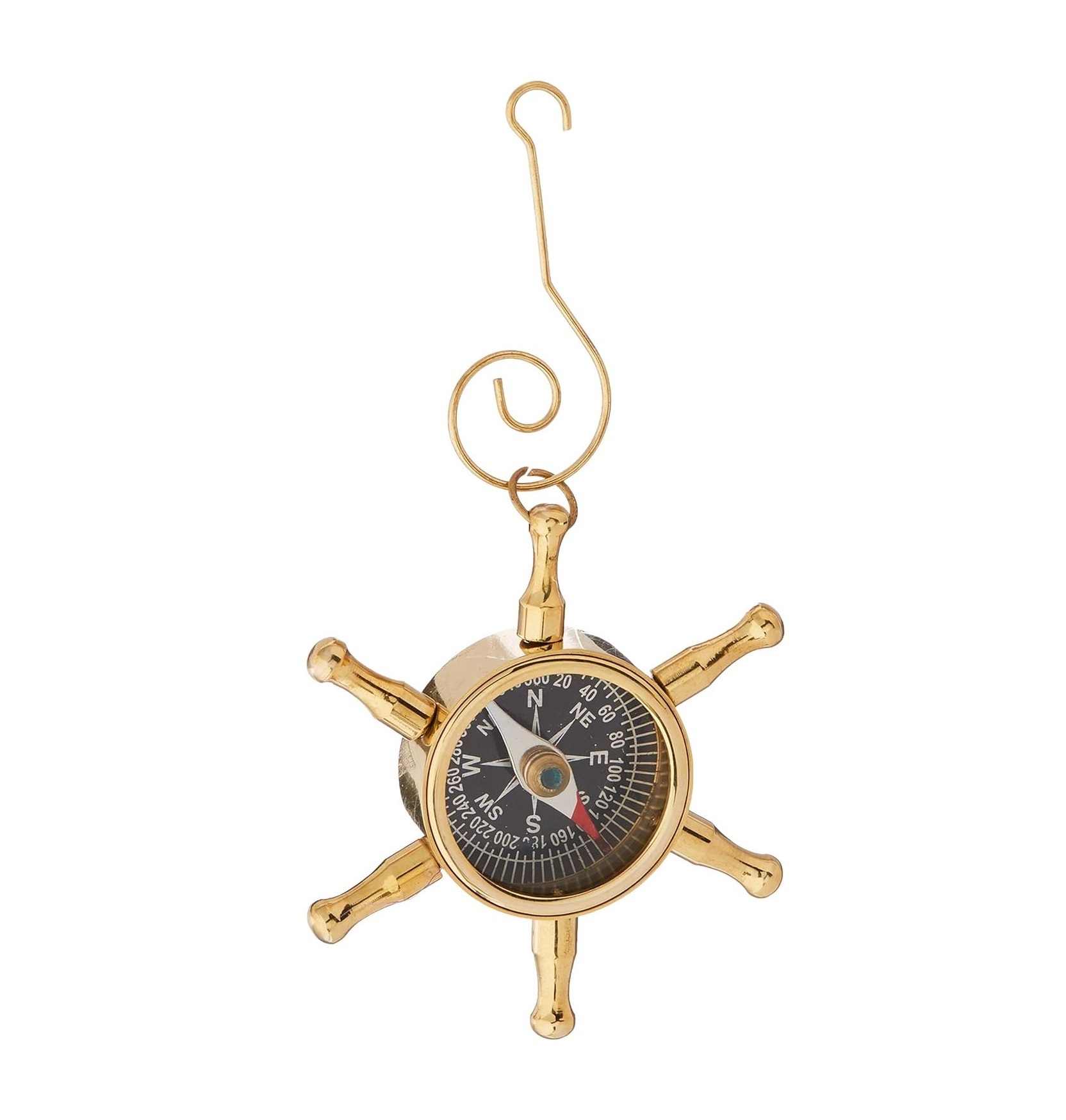 best manufacturer wholesale price bulk supplier Brass Ship's Wheel Compass Nautical Christmas Tree Ornament - Nautical Chr