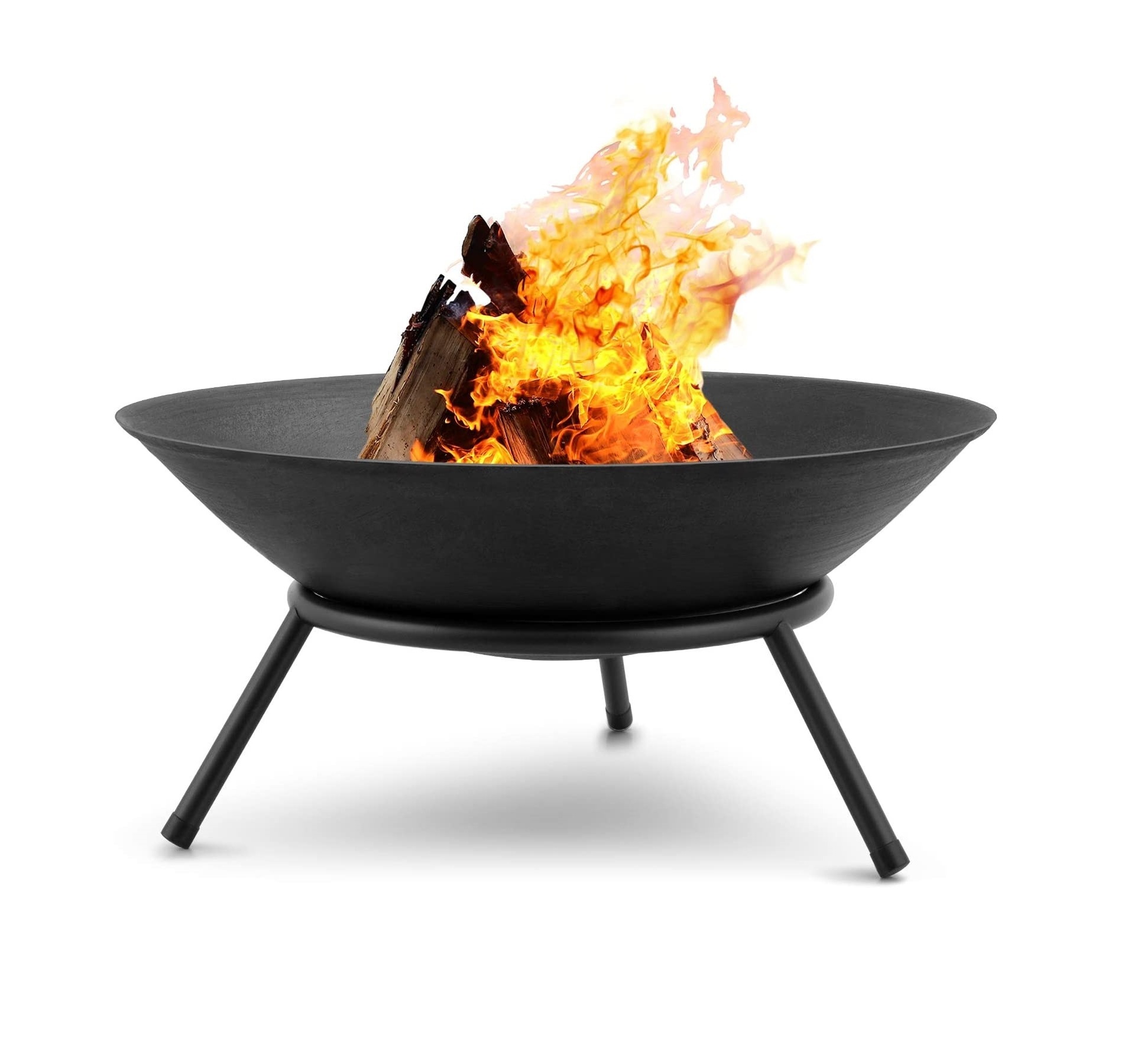 Fire Pit Outdoor Wood Burning 22.6in Firepit Firebowl Fireplace Heater Log Charcoal Burner Extra Deep Large Round Camping