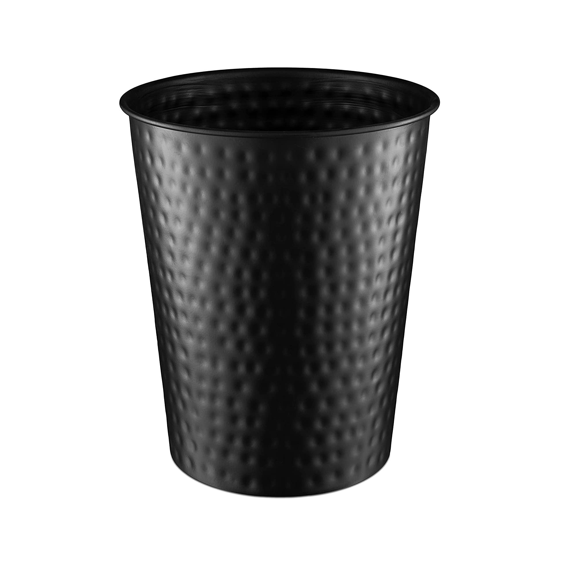 Black Powder Coated Metal Dustbin basket for Office Hammered Design Trash Can Bathroom Compost Bin