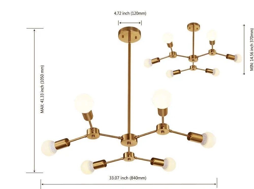 Chandelier Brass Antique Polished Chandelier 6 Light(Ac)