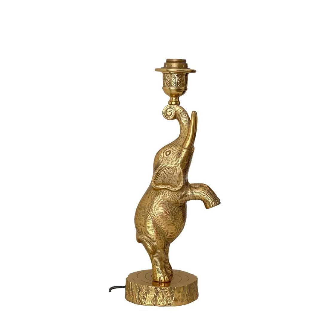 Brass Elephant Bedside Lamp / Traditional Table Lamps / Antique Brass Gold Metal