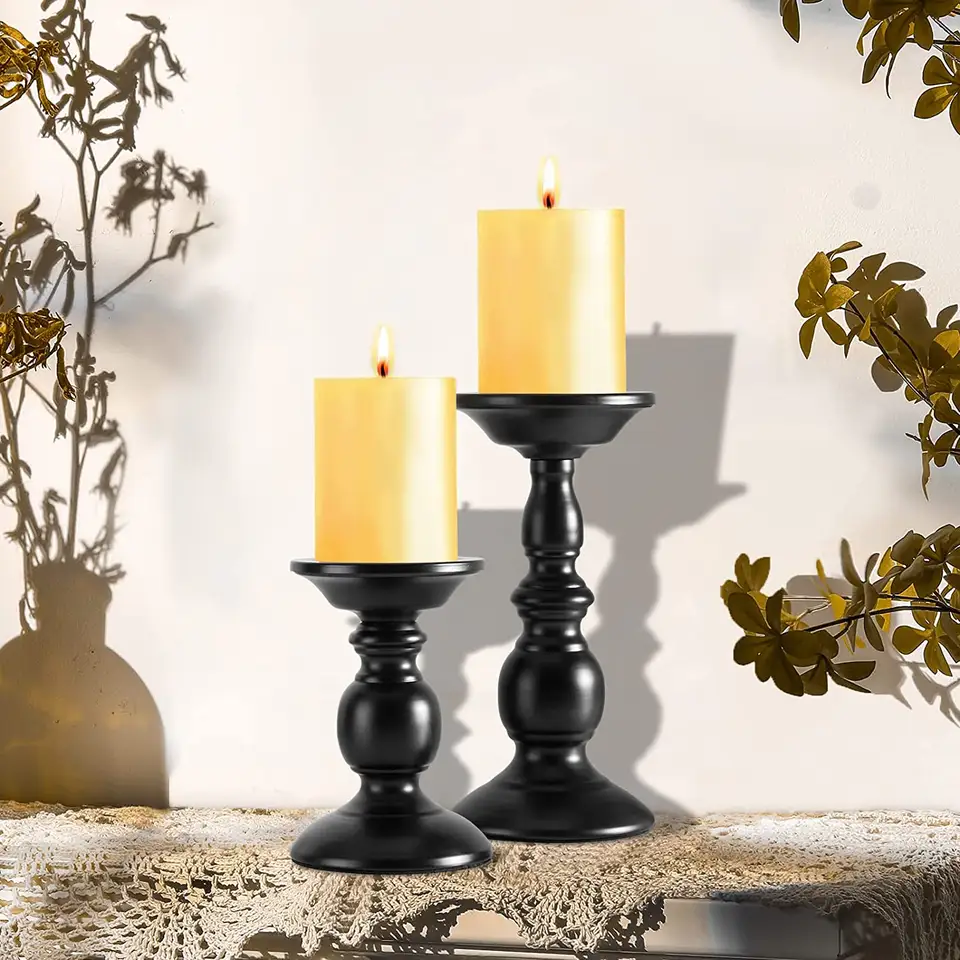 Candle Holder Black Metal Taper Halloween Candelabra Iron Lantern Holders Tall Primitive Pillar New Bath Set Body Works