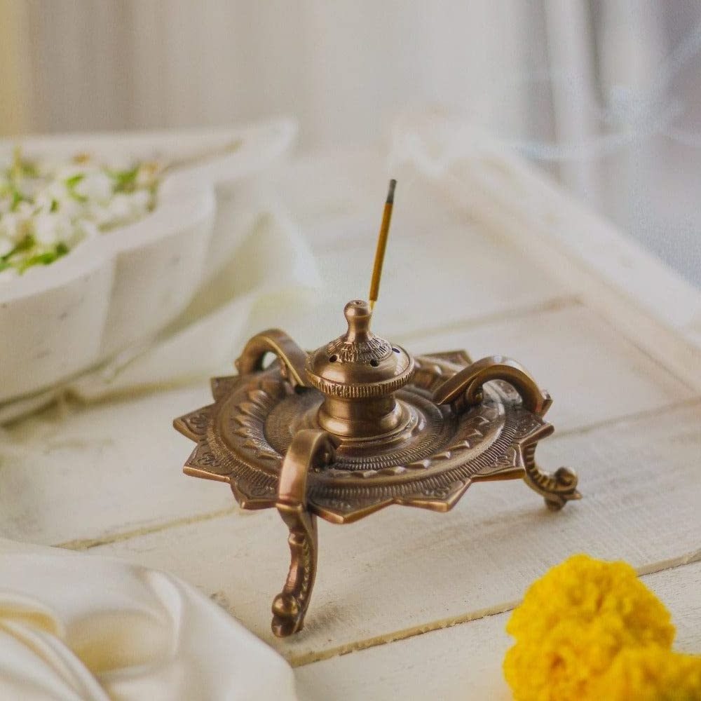 new arrive Incense Holder Metal Burner Stick Vintage Brass Agarbatti Brass Holder Loban Dani Dhoop Burner Incense