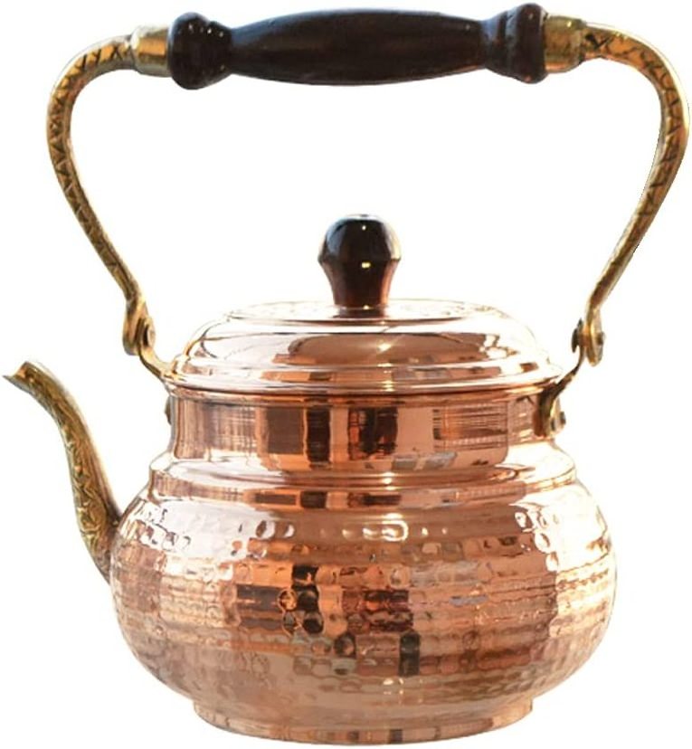 Premium Design Copper Tea kettle for Stove Top Breakfast Serving Teapot Coffee and Tea Server (1200ml) Clouds