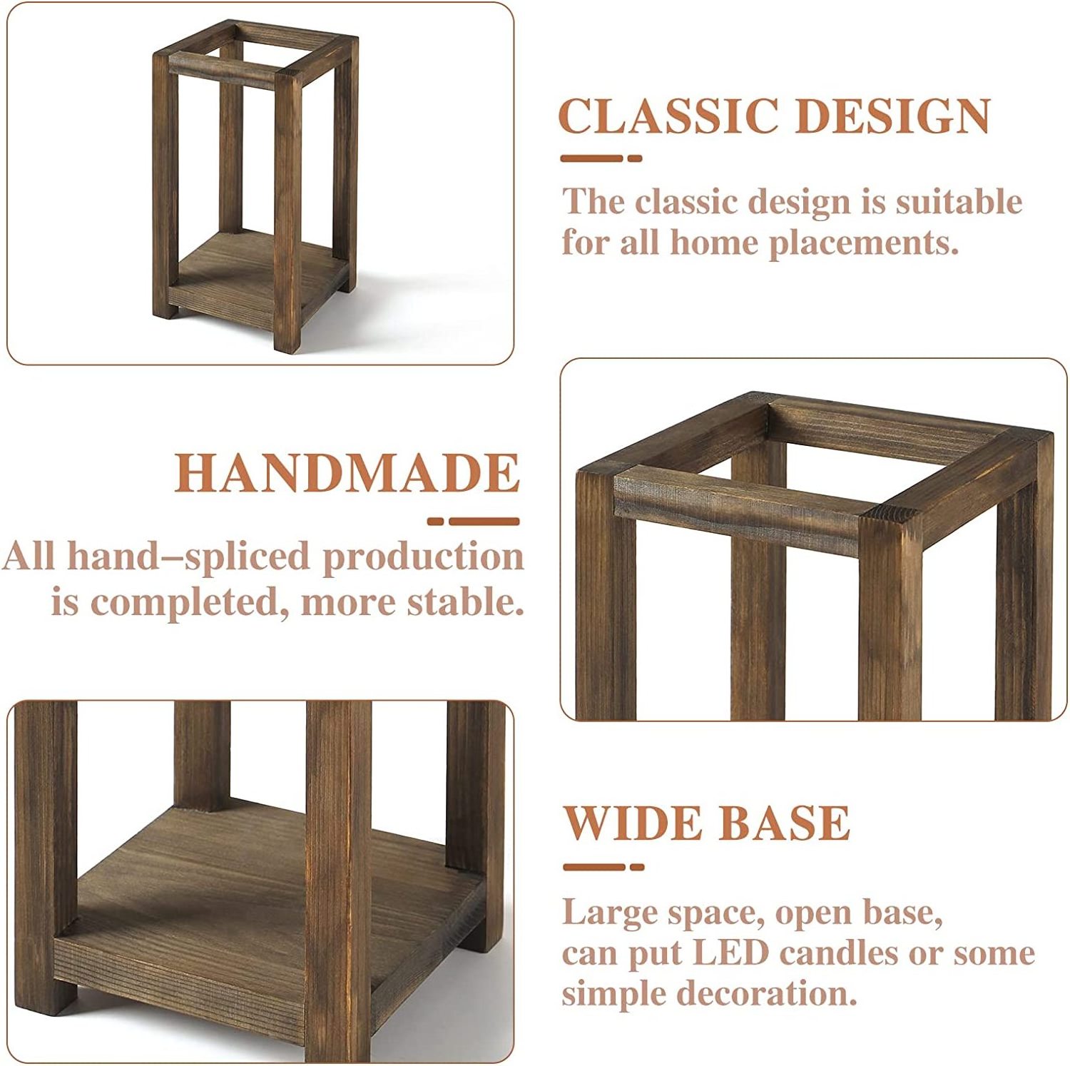 Wood Farmhouse Candle Holders Set (12 10 8 inch)- Wooden Candle Holder Pillar for Coffee Table Decor