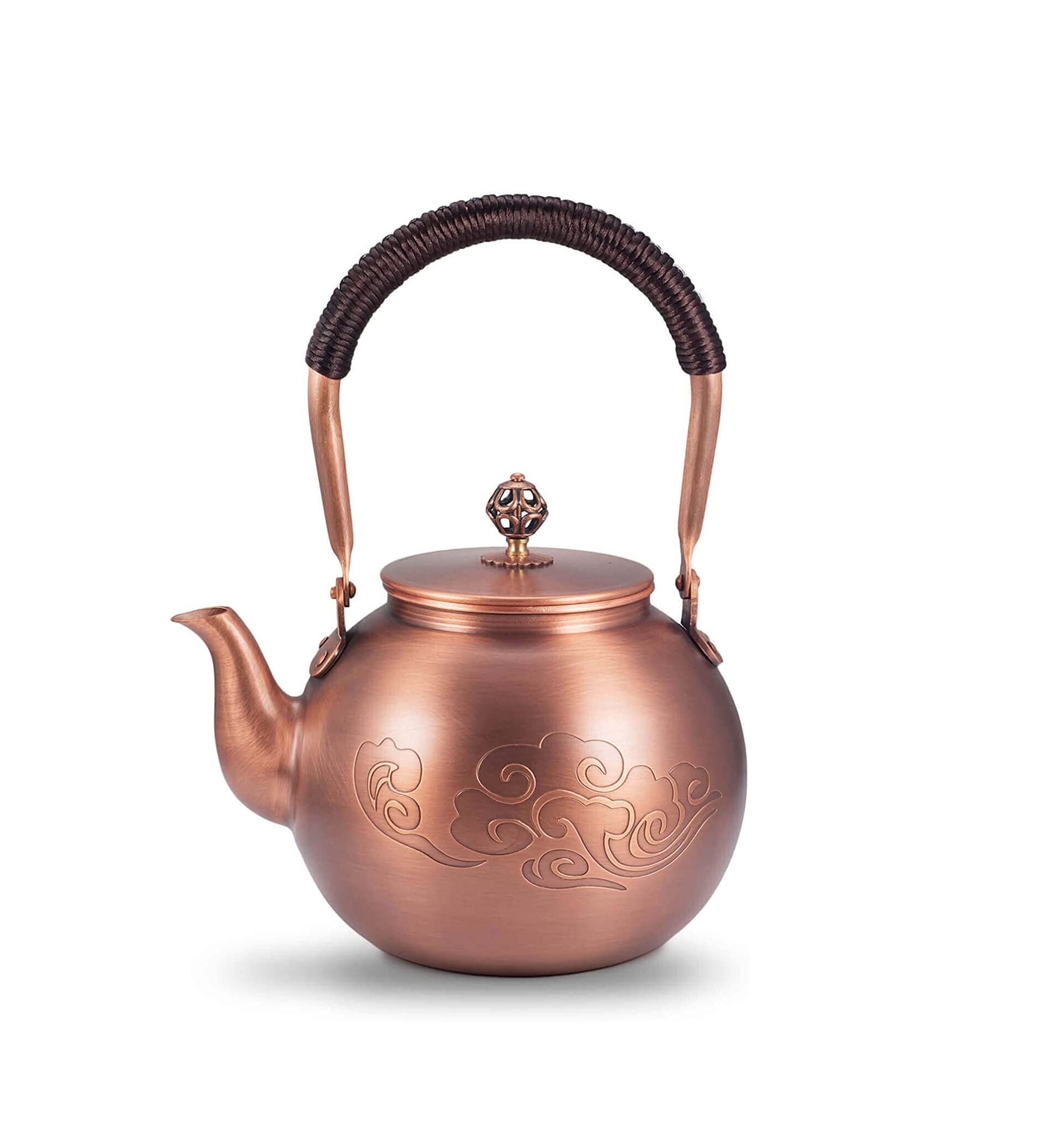 Premium Design Copper Tea kettle for Stove Top Breakfast Serving Teapot Coffee and Tea Server (1200ml) Clouds