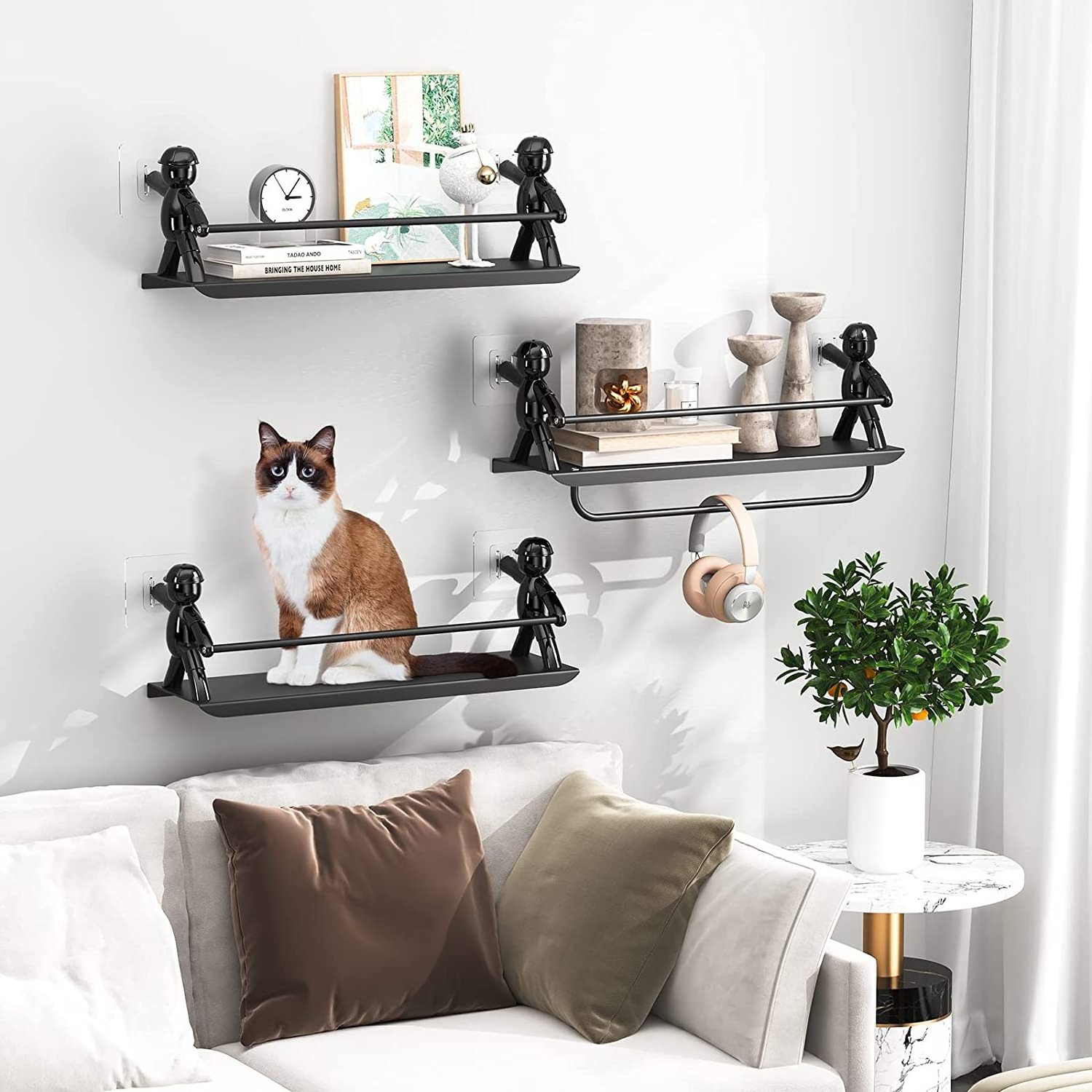 Floating Wall Shelves for Bedroom/Bathroom  Metal Hanging Shelf for Living Room/Kitchen/Laundry Room Wall Mounted Shelves