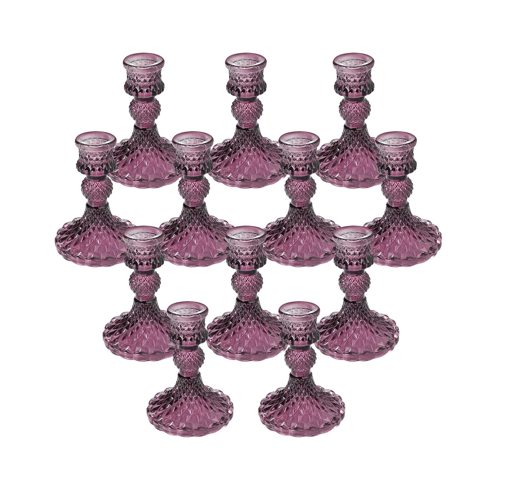 Glass Candlestick Holders Taper Candle Holders Purple Glass Candle Holders for Wedding Festival Party & Festival