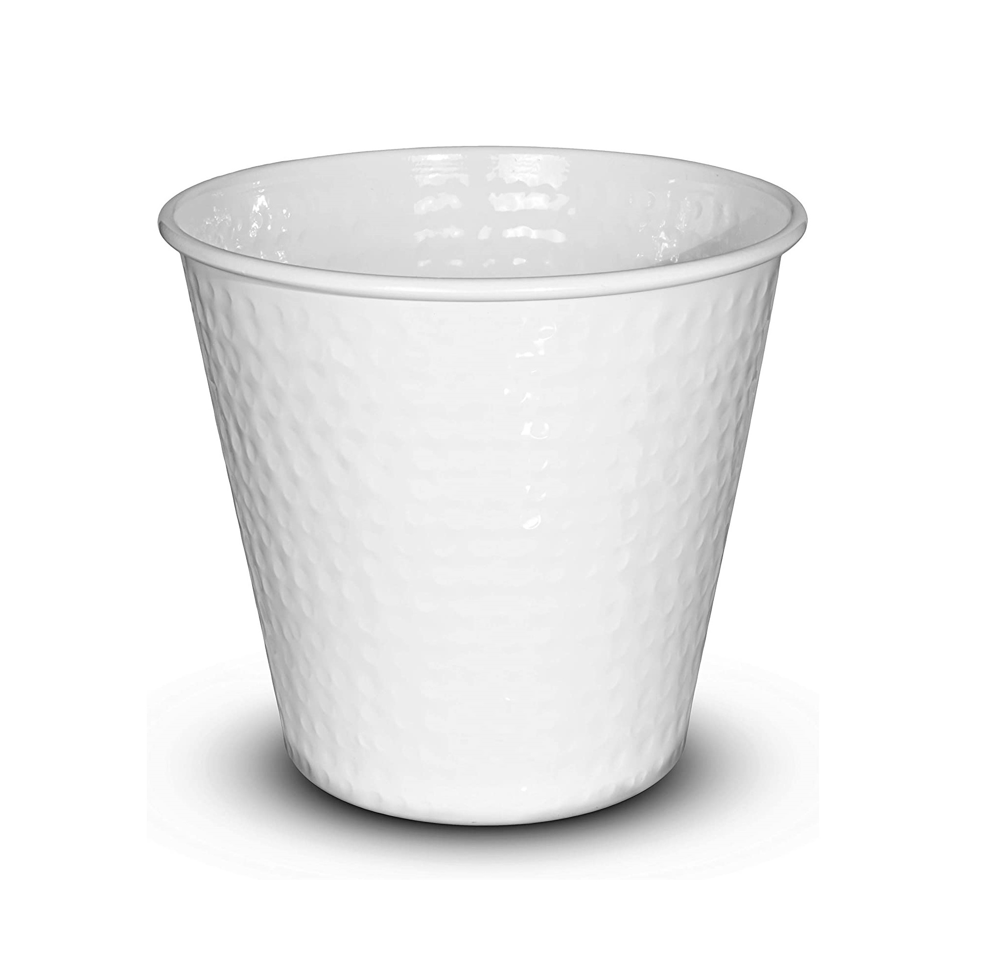 Durable Quality Metal Trash Bin White Finished Standard Bathroom Decor Garbage Collect Container