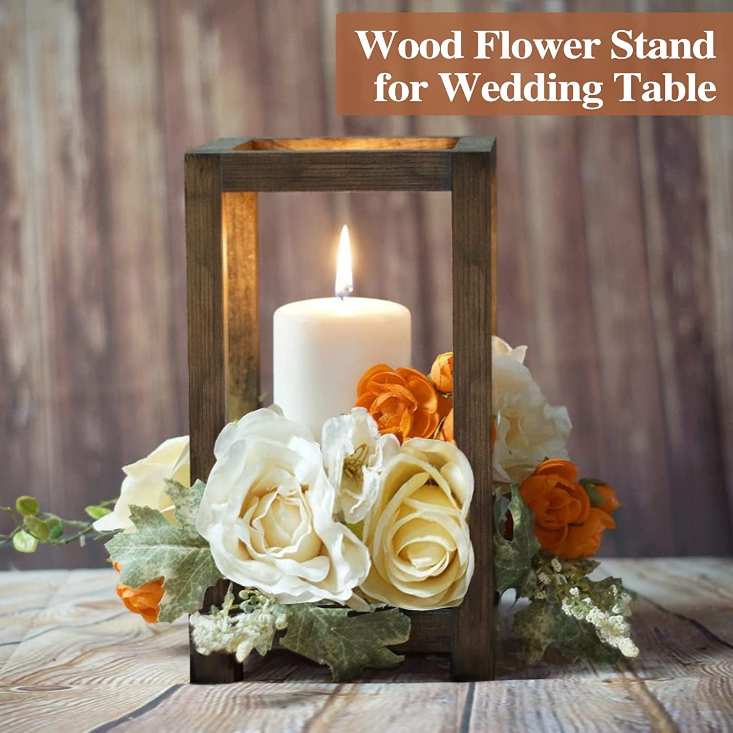 Wood Farmhouse Candle Holders Set (12 10 8 inch)- Wooden Candle Holder Pillar for Coffee Table Decor