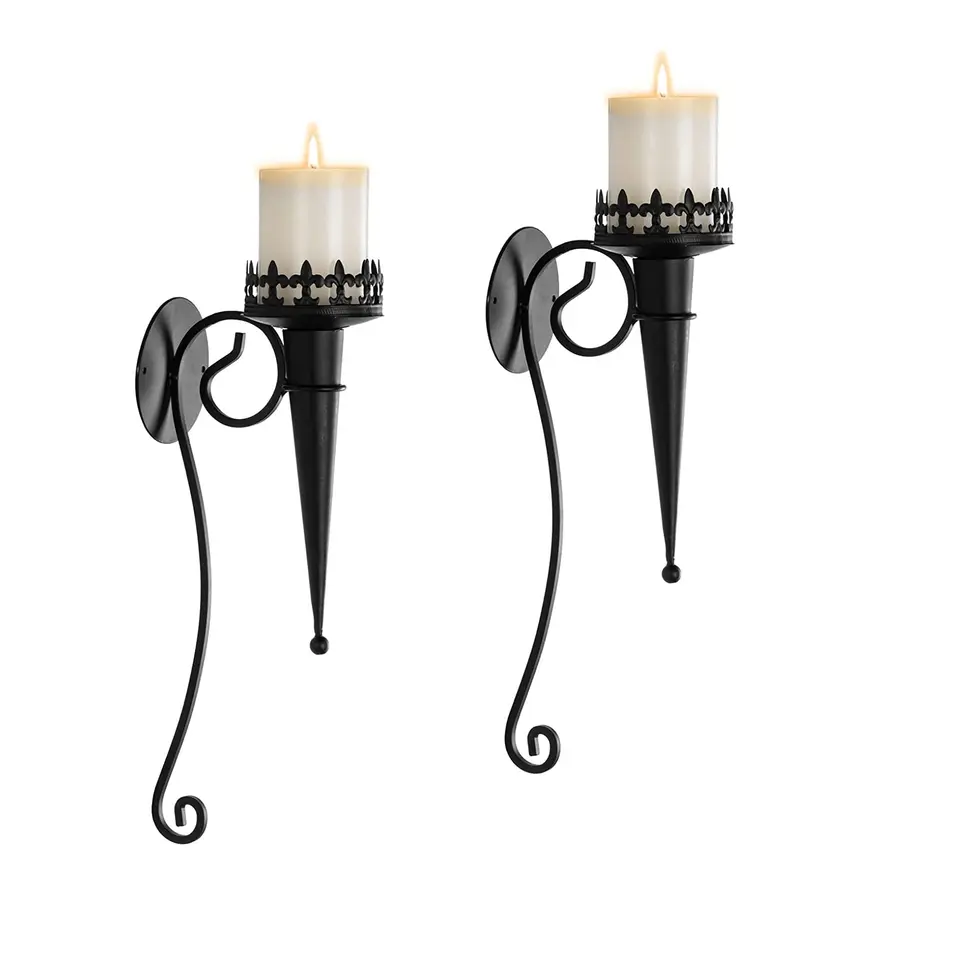 multi-functional Wall Candle Holder for Pillar Tea Light Candles Decorative Candle Sconces Hanging Black Metal Wall Decorations