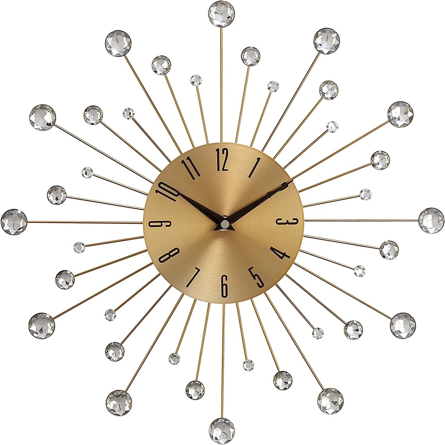 Metal Starburst Wall Clock with Crystal Accents 15