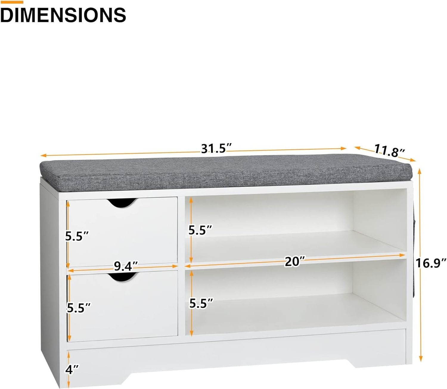 wholesale price Shoe Bench with Cushion Shelf with 2 Drawers Storage Entryway with Storage Rack