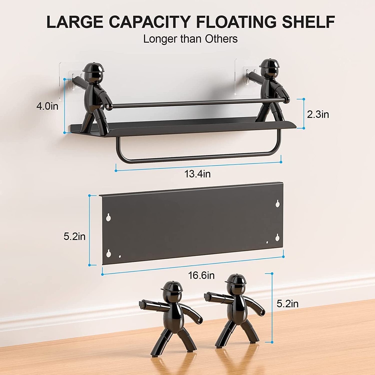 Floating Wall Shelves for Bedroom/Bathroom  Metal Hanging Shelf for Living Room/Kitchen/Laundry Room Wall Mounted Shelves