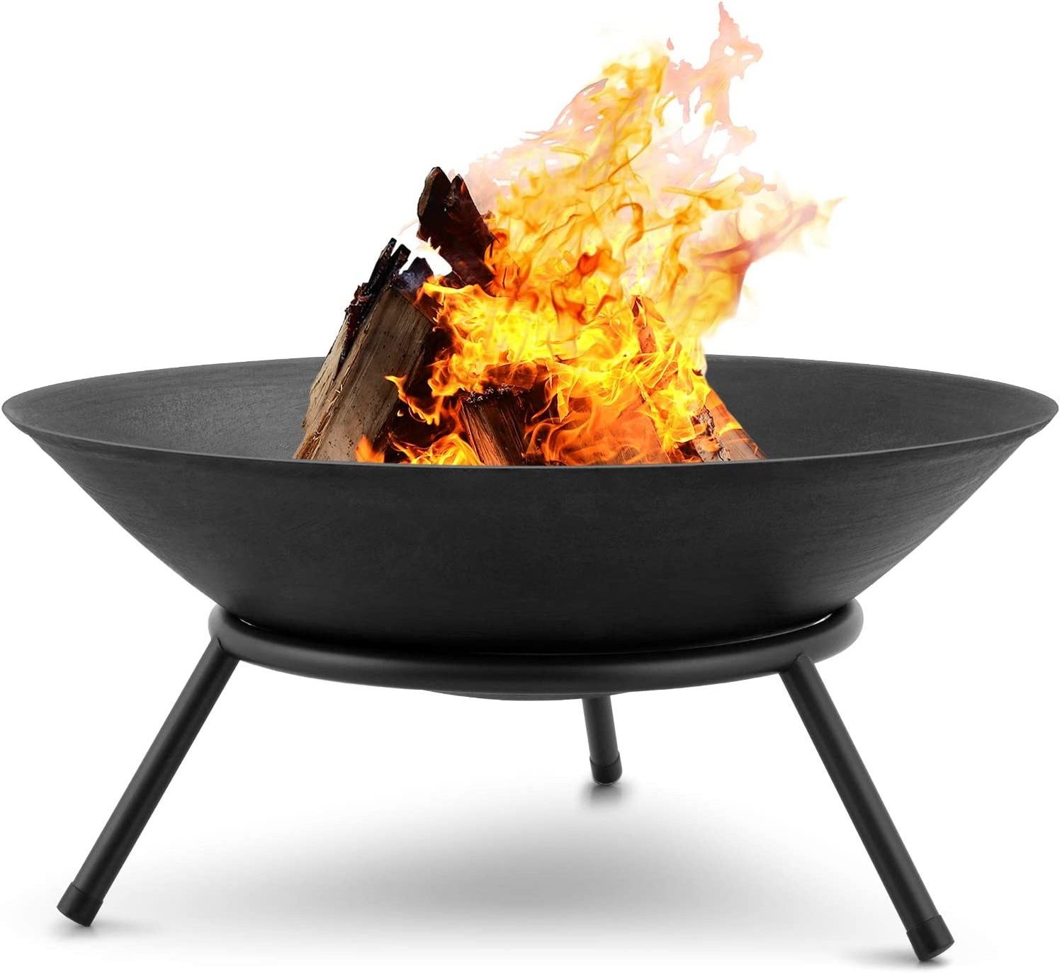 Fire Pit Outdoor Wood Burning 22.6in Firepit Firebowl Fireplace Heater Log Charcoal Burner Extra Deep Large Round Camping