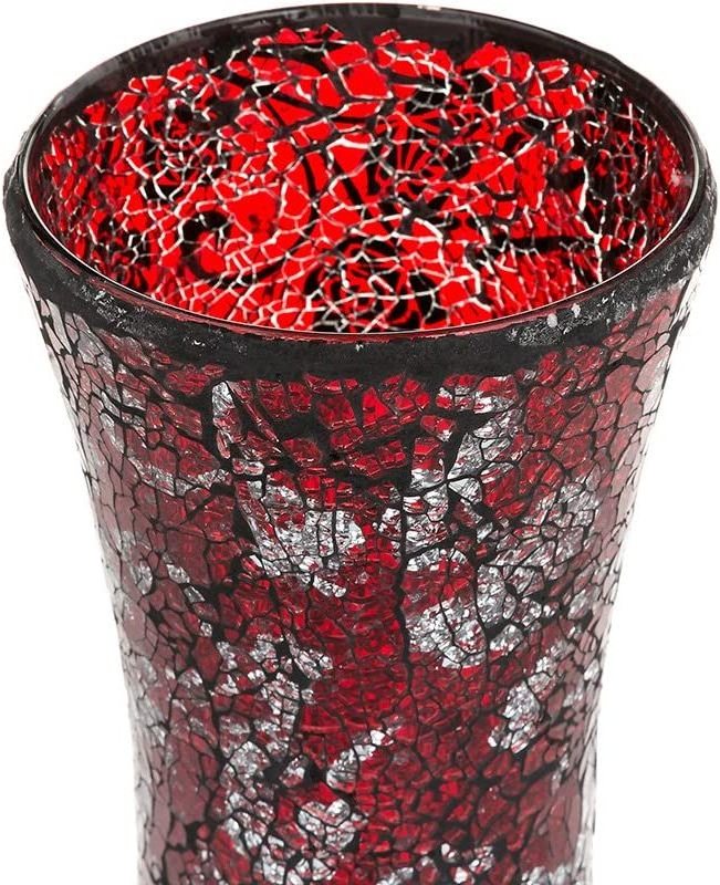 Large Vase Vases for Flowers Handmade Decorative Mosaic Glitter Sparkled Glass Gift Present Black White Silver 12