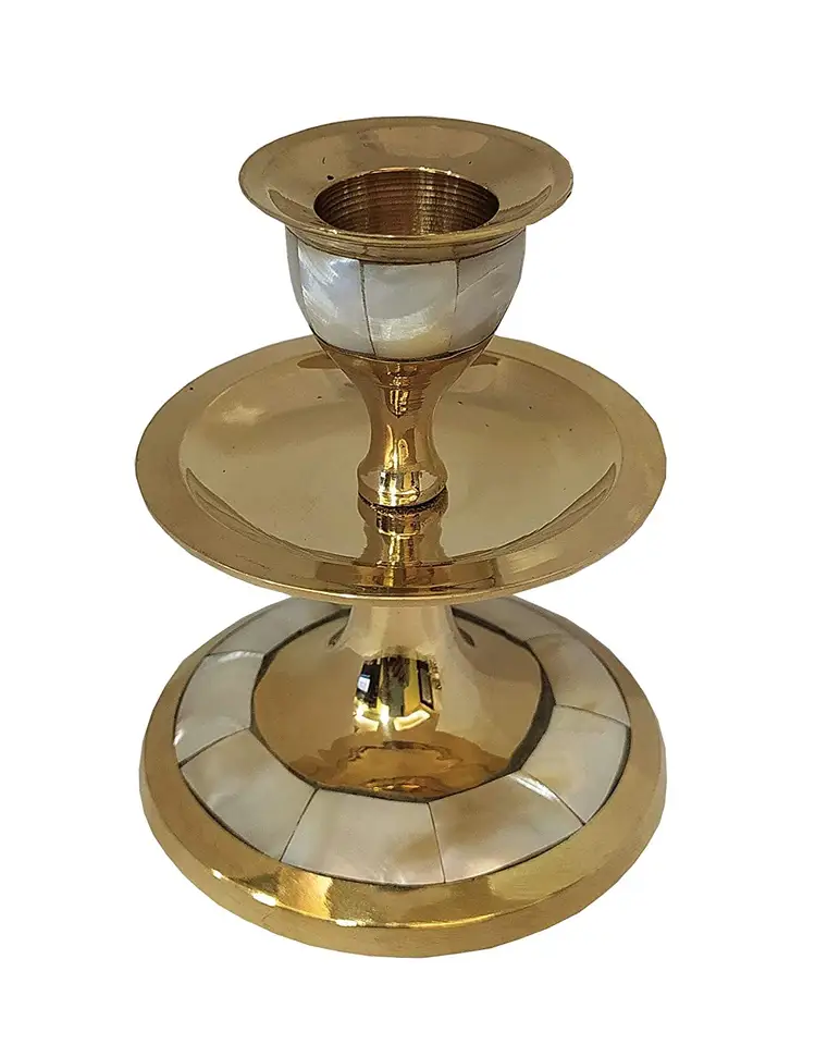 Newest Design Brass Candle Stand for 9 cm Candle Table Centerpiece Two Tone Gold Finished Candle Holder