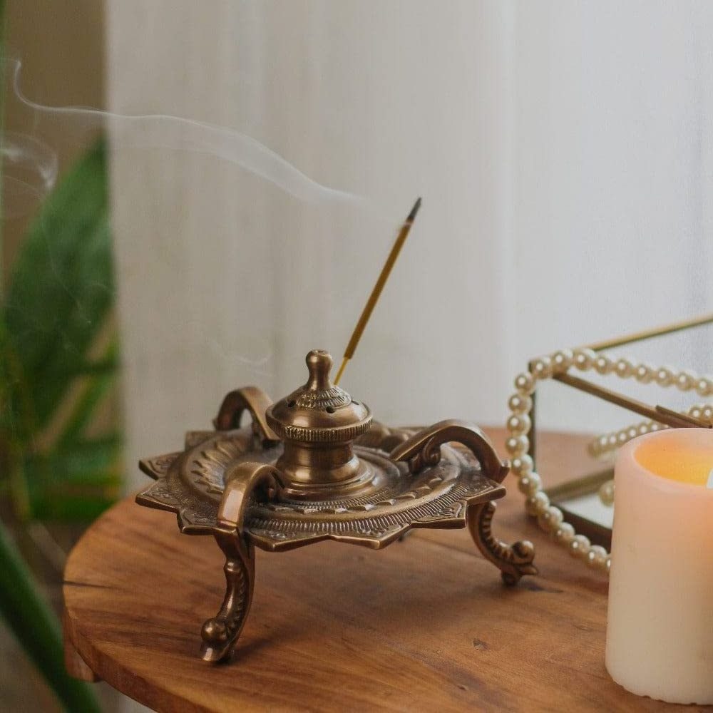 new arrive Incense Holder Metal Burner Stick Vintage Brass Agarbatti Brass Holder Loban Dani Dhoop Burner Incense