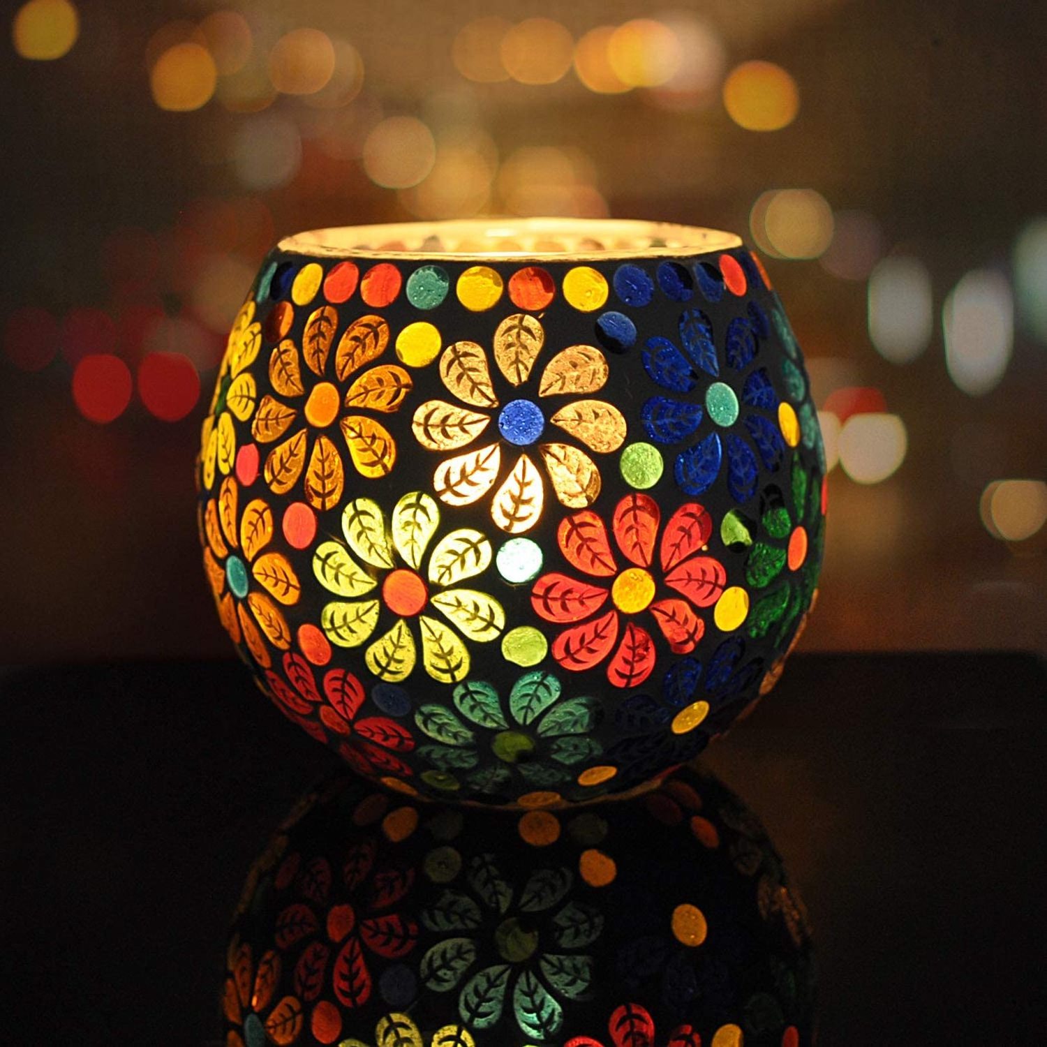 Wedding Parties Lighting Mosaic Glass Votive Halloween Candle Holder Tea Light Candle Holder