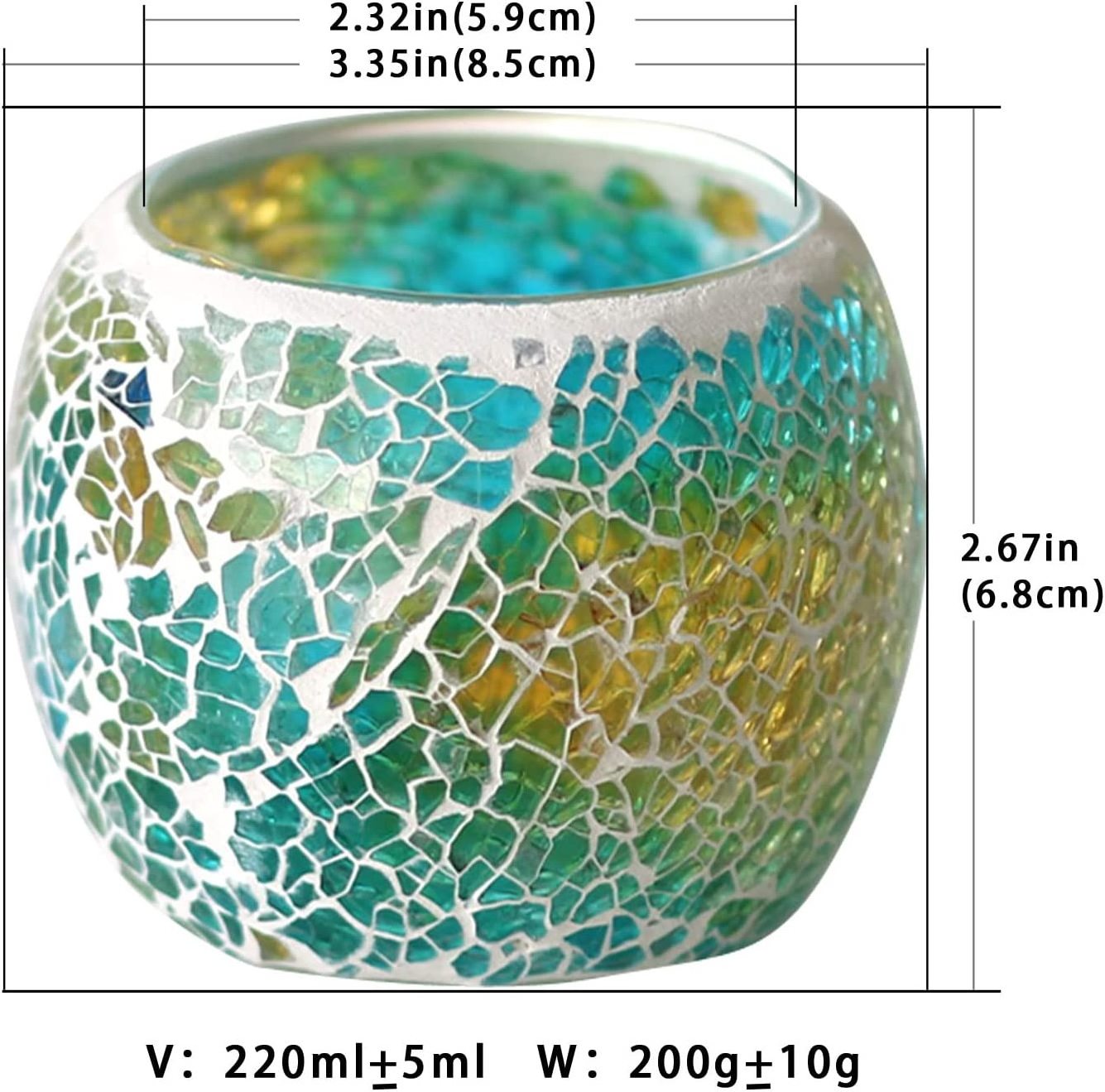 Mosaic Cracked Glass Candle Holders Wedding Dinner Table Candlelight Votive Christmas Decor Light