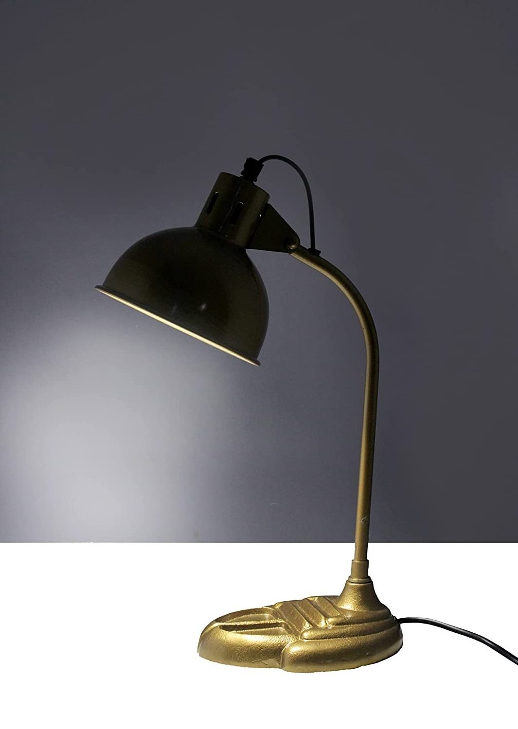 Adjustable Head Table Lamp Brass Antique for Study Room, Office,