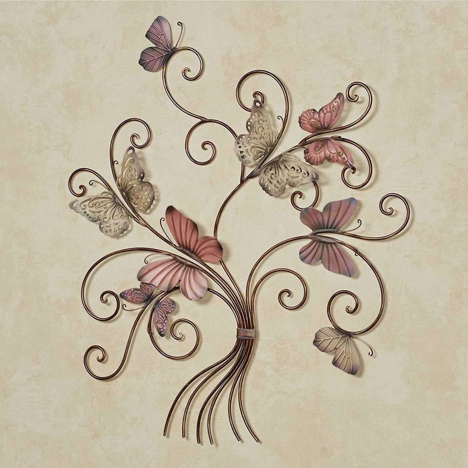 Eliana Pastel Butterfly Metal Wall Art - Pearl Mauve Lavender Gold Bronze - Butterflies Decor Sculpture