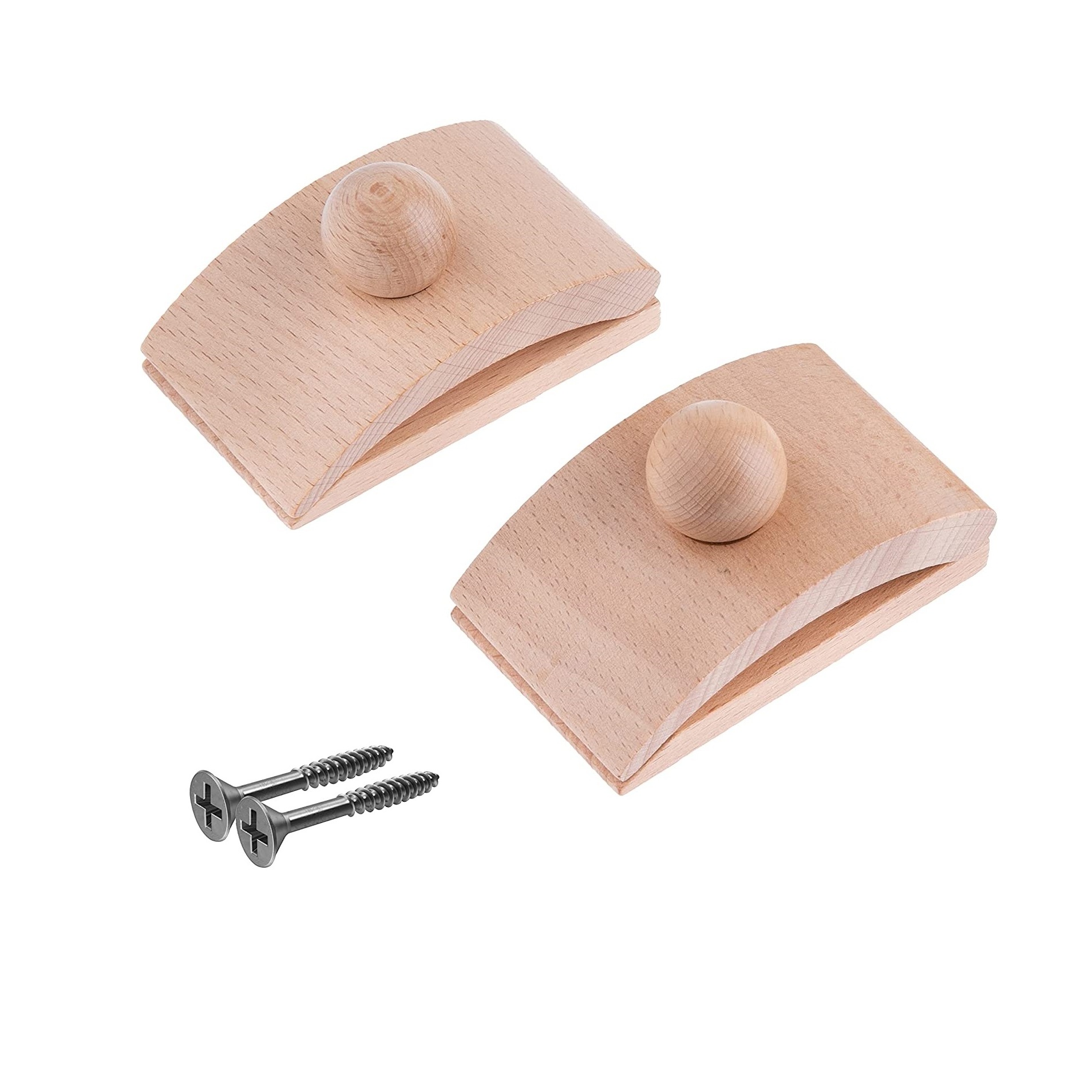 Premium Design Clamps Wooden Wall Cloth Hangers (Light) and Screws for Wall Mounted set of 2 Rack