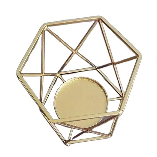 Nordic Style Candle Holder for indoor Lighting set of 3 Gold Plated Geometric Shape Candle Pillar Holder Candle Base