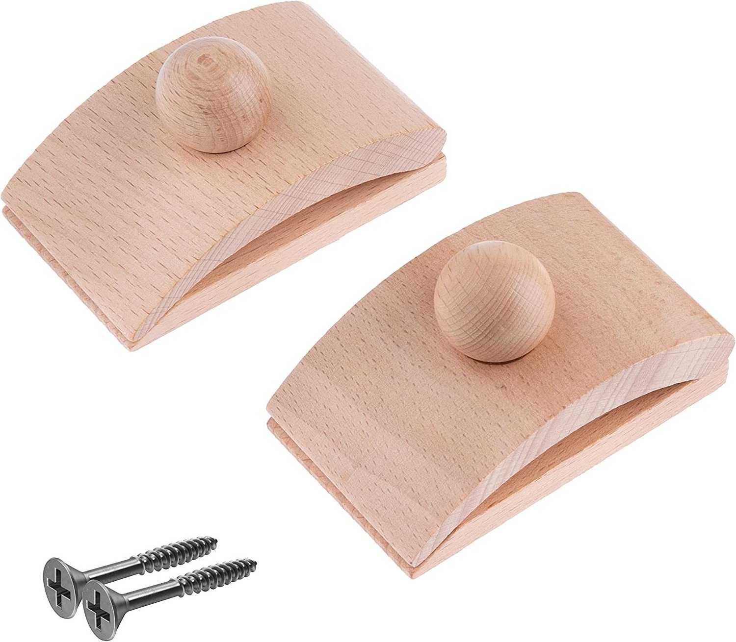 Premium Design Clamps Wooden Wall Cloth Hangers (Light) and Screws for Wall Mounted set of 2 Rack