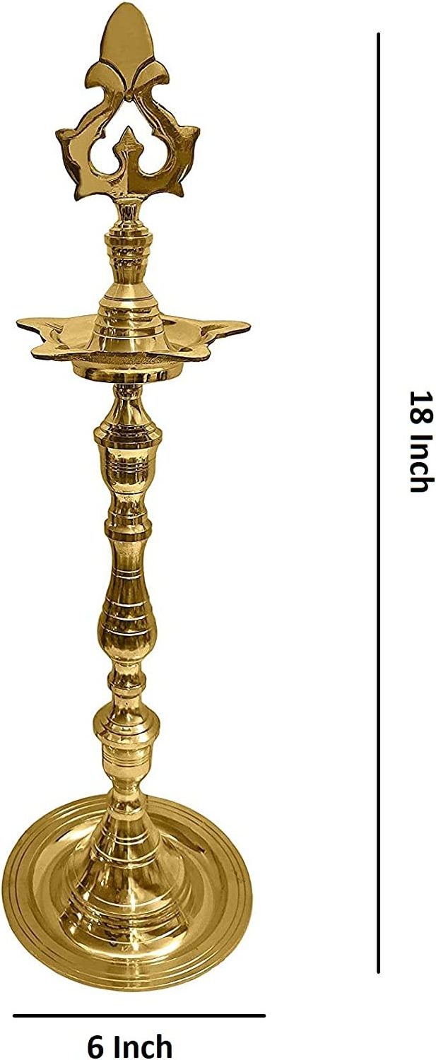 18 Inch Brass Kerala Samai Diwali Deep for Puja Pooja Step Diya Lamp