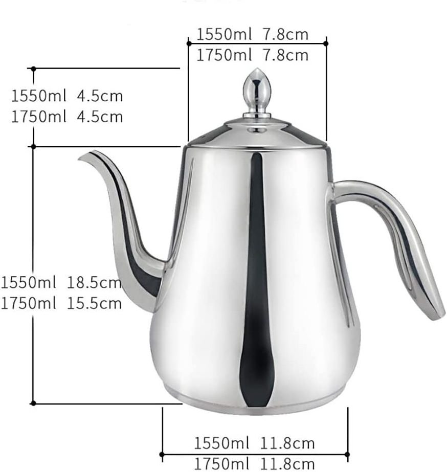 Stainless Steel Teapot with Infuser for Breakfast Dinner Service Kitchenware Kettle Silver Tea Pot Utensils