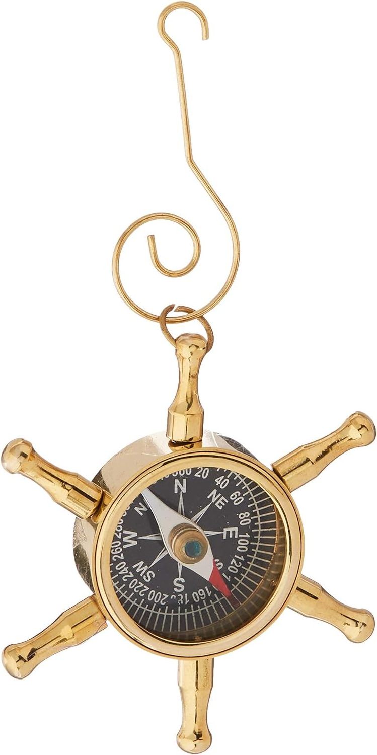 best manufacturer wholesale price bulk supplier Brass Ship's Wheel Compass Nautical Christmas Tree Ornament - Nautical Chr