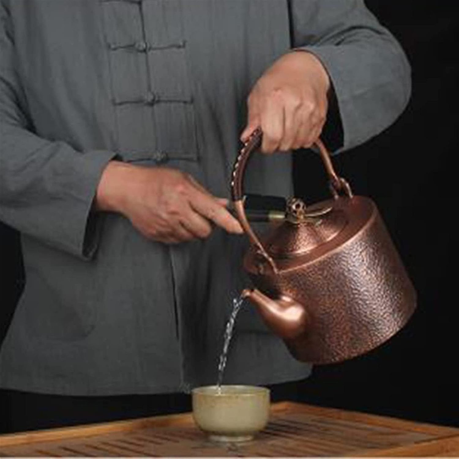 Handmade Copper Tea Kettle for Breakfast and Dinner Serving Tea Maker Strainer Health Benefit Modern Tea Pot